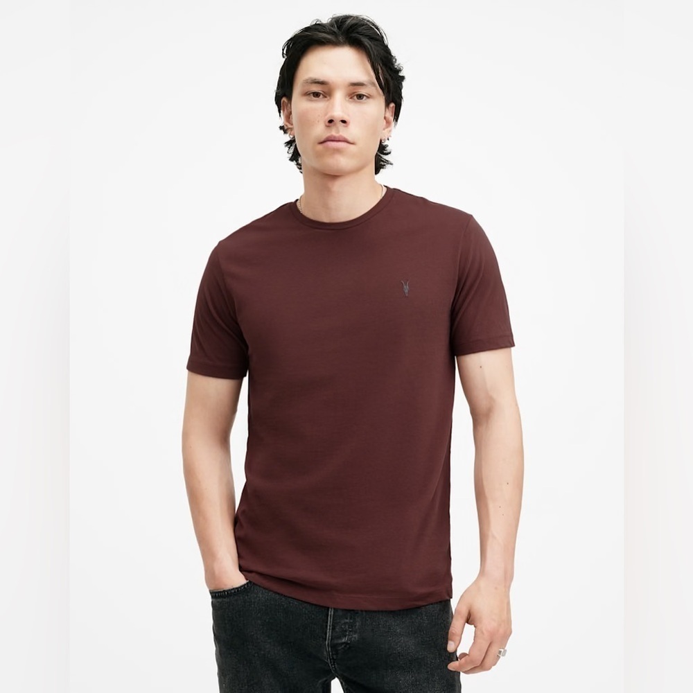 All Saints Red Tonic Short Sleeve Crew T-Shirt Large